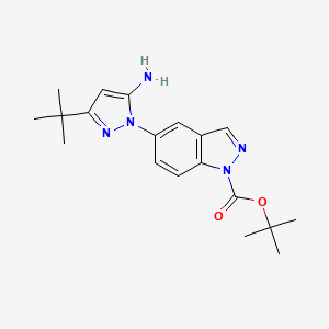 molecular formula C19H25N5O2 B8510444 tert-butyl 5-(5-amino-3-tert-butylpyrazol-1-yl)indazole-1-carboxylate 