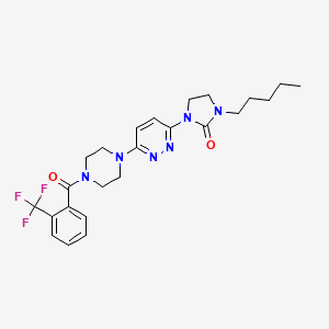 molecular formula C24H29F3N6O2 B8510560 Piperazine,1-[6-(2-oxo-3-pentyl-1-imidazolidinyl)-3-pyridazinyl]-4-[2-(trifluoromethyl)benzoyl]- 