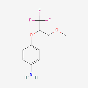 molecular formula C10H12F3NO2 B8510657 Benzenamine,4-[2,2,2-trifluoro-1-(methoxymethyl)ethoxy]- 