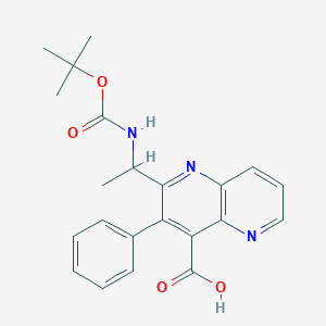 molecular formula C22H23N3O4 B8510955 2-(1-(Tert-butoxycarbonylamino)ethyl)-3-phenyl-1,5-naphthyridine-4-carboxylic acid 