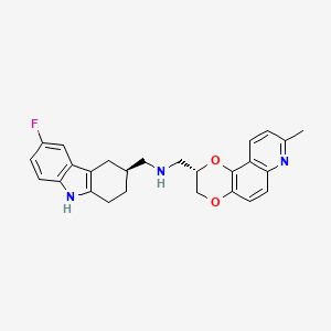 molecular formula C26H26FN3O2 B8511136 N-{[(3S)-6-fluoro-2,3,4,9-tetrahydro-1H-carbazole-3-yl]Methyl}-N-{[(2S)-8-methyl-2,3-dihydro[1,4]Dioxino[2,3-f]Quinolin-2-yl]methyl}amine CAS No. 907211-30-7