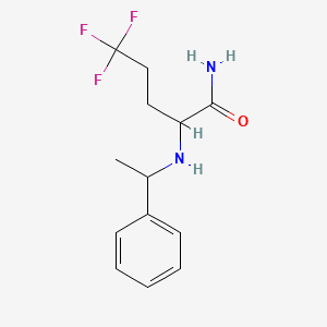 molecular formula C13H17F3N2O B8511548 Pentanamide, 5,5,5-trifluoro-2-[[(1R)-1-phenylethyl]amino]-, (2R)- 