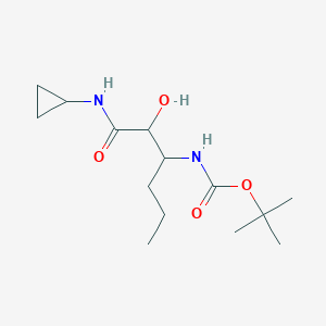 molecular formula C14H26N2O4 B8511559 tert-butyl N-[1-(cyclopropylamino)-2-hydroxy-1-oxohexan-3-yl]carbamate 