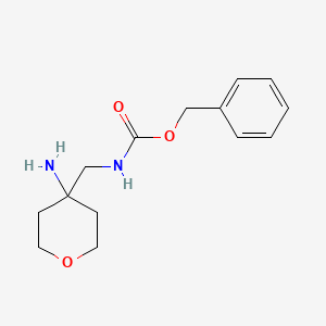 molecular formula C14H20N2O3 B8512539 benzyl ((4-aminotetrahydro-2H-pyran-4-yl)methyl)carbamate 