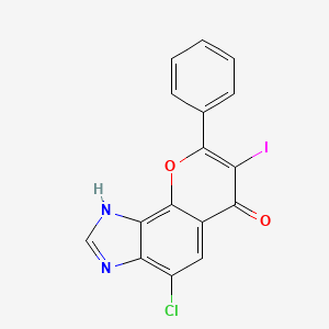 molecular formula C16H8ClIN2O2 B8512584 4-Chloro-7-iodo-8-phenyl-1H-chromeno[7,8-d]imidazol-6-one 