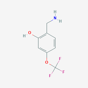 molecular formula C8H8F3NO2 B8512779 2-Aminomethyl-5-trifluoromethoxy-phenol 