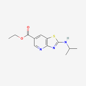 molecular formula C12H15N3O2S B8512830 Ethyl 2-(isopropylamino)thiazolo[4,5-b]pyridine-6-carboxylate 