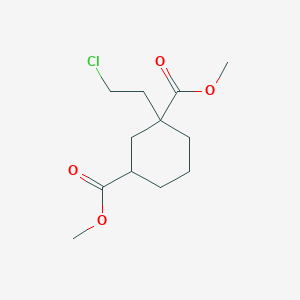 molecular formula C12H19ClO4 B8513340 1-(2-Chloro-ethyl)-cyclohexane-1,3-dicarboxylic acid dimethyl ester 