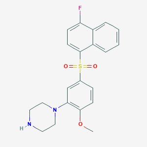molecular formula C21H21FN2O3S B8513431 1-[5-(4-Fluoro-naphthalene-1-sulfonyl)2-methoxyphenyl] piperazine CAS No. 497957-11-6