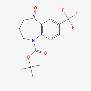 molecular formula C16H18F3NO3 B8513476 5-Oxo-7-trifluoromethyl-2,3,4,5-tetrahydro-benzo[b]azepine-1-carboxylic acid tert-butyl ester 