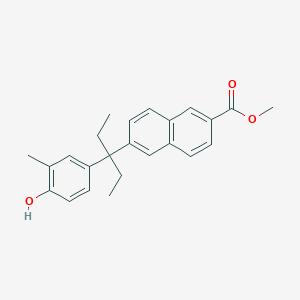 molecular formula C24H26O3 B8513527 6-[1-Ethyl-1-(4-hydroxy-3-methylphenyl)propyl]naphthalene-2-carboxylic acid methyl ester 