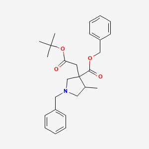 molecular formula C26H33NO4 B8513846 Benzyl 1-benzyl-3-(2-(tert-butoxy)-2-oxoethyl)-4-methylpyrrolidine-3-carboxylate 