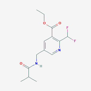 molecular formula C14H18F2N2O3 B8514605 Ethyl 2-(difluoromethyl)-5-(isobutyramidomethyl)nicotinate 