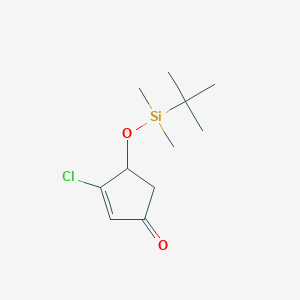 molecular formula C11H19ClO2Si B8514640 4-{[tert-Butyl(dimethyl)silyl]oxy}-3-chlorocyclopent-2-en-1-one CAS No. 77188-70-6