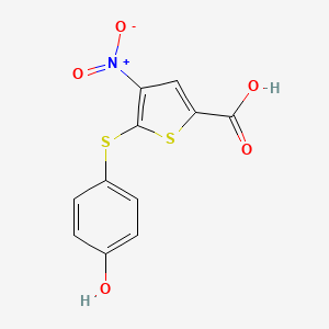 molecular formula C11H7NO5S2 B8514657 5-(4-Hydroxy-phenylsulfanyl)-4-nitro-thiophene-2-carboxylic acid 