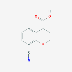molecular formula C11H9NO3 B8514664 2h-1-Benzopyran-4-carboxylic acid,8-cyano-3,4-dihydro- 