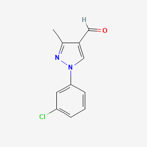 molecular formula C11H9ClN2O B8514692 1-(3-chlorophenyl)-3-methyl-1H-pyrazole-4-carbaldehyde 
