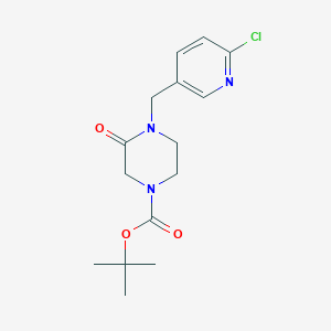 molecular formula C15H20ClN3O3 B8514700 Tert-butyl 4-((6-chloropyridin-3-yl)methyl)-3-oxopiperazine-1-carboxylate 