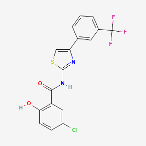 molecular formula C17H10ClF3N2O2S B8515163 Benzamide,5-chloro-2-hydroxy-n-[4-[3-(trifluoromethyl)phenyl]-2-thiazolyl]- 