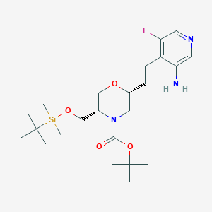 molecular formula C23H40FN3O4Si B8515348 Tert-butyl (2R,5S)-2-(2-(3-amino-5-fluoropyridin-4-YL)ethyl)-5-(((tert-butyldimethylsilyl)oxy)methyl)morpholine-4-carboxylate CAS No. 1582731-81-4