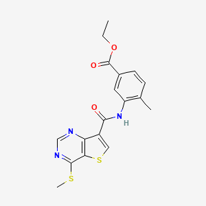 Ethyl 4-methyl-3-(4-(methylthio)thieno[3,2-d]pyrimidine-7-carboxamido)benzoate