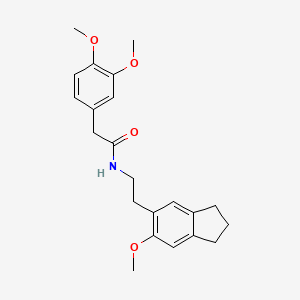 molecular formula C22H27NO4 B8515889 Acetamide, 2-(3,4-dimethoxyphenyl)-N-(2-(5-methoxyindan-6-yl)ethyl)- CAS No. 67295-90-3