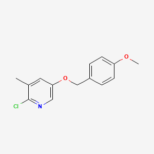 molecular formula C14H14ClNO2 B8515929 2-Chloro-5-((4-methoxybenzyl)oxy)-3-methylpyridine 