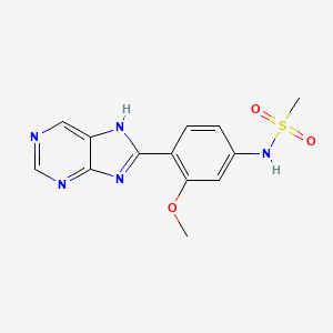 molecular formula C13H13N5O3S B8515972 N-[3-methoxy-4-(7H-purin-8-yl)phenyl]methanesulfonamide CAS No. 89454-37-5