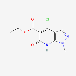 molecular formula C10H10ClN3O3 B8516004 ethyl 4-chloro-1-methyl-6-oxo-7H-pyrazolo[3,4-b]pyridine-5-carboxylate 