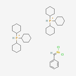 molecular formula C43H74Cl2P2Ru+2 B8516596 Bis(tricyclohexylphosphine) benzylidine ruthenium(IV) chloride 