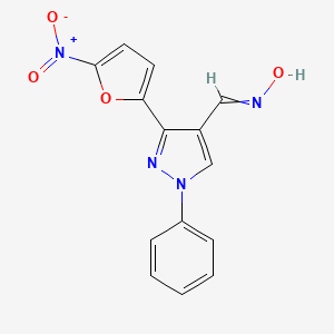 molecular formula C14H10N4O4 B8516694 N-{[3-(5-Nitrofuran-2-yl)-1-phenyl-1H-pyrazol-4-yl]methylidene}hydroxylamine CAS No. 61619-89-4