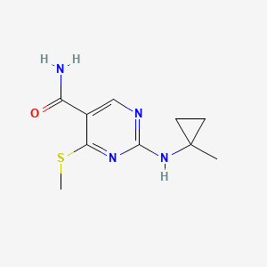 molecular formula C10H14N4OS B8516779 2-(1-Methylcyclopropylamino)-4-(methylthio)pyrimidine-5-carboxamide CAS No. 1403865-43-9