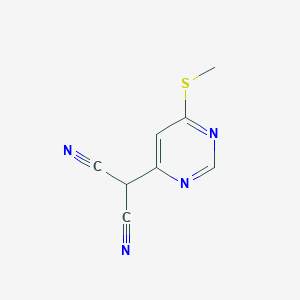 molecular formula C8H6N4S B8516845 2-(6-(Methylthio)pyrimidin-4-yl)malononitrile 