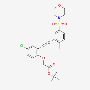 molecular formula C25H28ClNO6S B8516896 Tert-butyl 2-[4-chloro-2-[2-(2-methyl-5-morpholin-4-ylsulfonylphenyl)ethynyl]phenoxy]acetate 