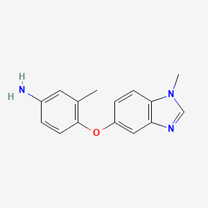 molecular formula C15H15N3O B8517083 Benzenamine, 3-methyl-4-[(1-methyl-1H-benzimidazol-5-yl)oxy]- CAS No. 937263-74-6