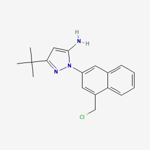 molecular formula C18H20ClN3 B8517153 5-tert-butyl-2-[4-(chloromethyl)naphthalen-2-yl]pyrazol-3-amine 