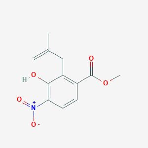 molecular formula C12H13NO5 B8517650 Methyl 3-hydroxy-2-(2-methylallyl)-4-nitro-benzoate 
