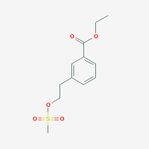 molecular formula C12H16O5S B8518640 Ethyl 3-{2-[(methylsulfonyl)oxy]ethyl}benzoate 