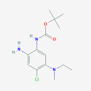 molecular formula C14H22ClN3O2 B8519187 Carbamic acid,[2-amino-4-chloro-5-(ethylmethylamino)phenyl]-,1,1-dimethylethyl ester 