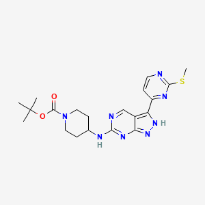 molecular formula C20H26N8O2S B8519480 tert-butyl 4-[[3-(2-methylsulfanylpyrimidin-4-yl)-2H-pyrazolo[3,4-d]pyrimidin-6-yl]amino]piperidine-1-carboxylate 