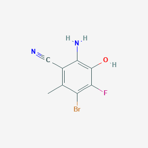 molecular formula C8H6BrFN2O B8520342 2-Amino-5-bromo-4-fluoro-3-hydroxy-6-methylbenzonitrile 