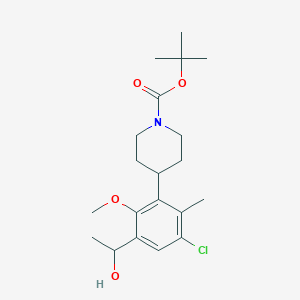 molecular formula C20H30ClNO4 B8520858 tert-butyl 4-[5-chloro-3-(1-hydroxyethyl)-2-methoxy-6-methylphenyl]piperidine-1-carboxylate 