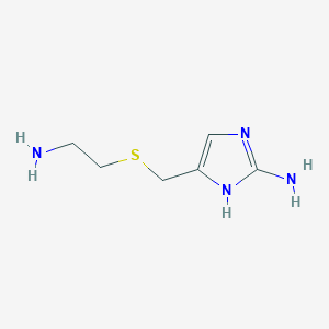 molecular formula C6H12N4S B8521022 5-{[(2-Aminoethyl)sulfanyl]methyl}-1H-imidazol-2-amine CAS No. 62174-86-1