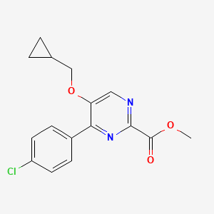 molecular formula C16H15ClN2O3 B8521088 methyl 4-(4-chlorophenyl)-5-(cyclopropylmethoxy)pyrimidine-2-carboxylate 