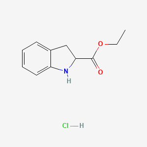 molecular formula C11H14ClNO2 B8521572 ethyl 2,3-dihydro-1H-indole-2-carboxylate hydrochloride 