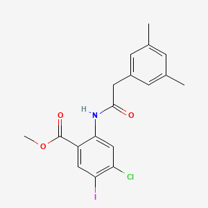 molecular formula C18H17ClINO3 B8521624 methyl 4-chloro-2-[[2-(3,5-dimethylphenyl)acetyl]amino]-5-iodobenzoate 