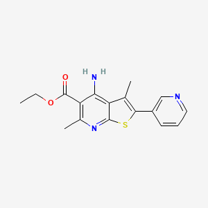 molecular formula C17H17N3O2S B8521652 Ethyl 4-amino-3,6-dimethyl-2-(3-pyridinyl)thieno[2,3-b]pyridine-5-carboxylate 