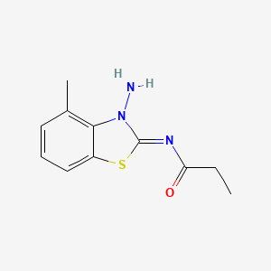molecular formula C11H13N3OS B8521688 N-(3-Amino-4-methyl-1,3-benzothiazol-2(3H)-ylidene)propanamide CAS No. 61073-23-2