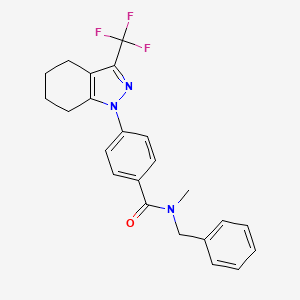 molecular formula C23H22F3N3O B8521703 N-methyl-N-(phenyl methyl)-4-[3-(trifluoromethyl)-4,5,6,7-tetrahydro-1H-indazol-1-yl]benzamide 