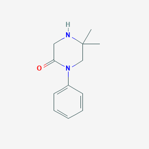 molecular formula C12H16N2O B8521707 5,5-Dimethyl-1-phenylpiperazin-2-one 